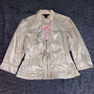 WHITE HOUSE BLACK MARKET Champagne Ruffle Jacket
